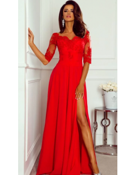 Dolga obleka s čipkastim zgornjim delom